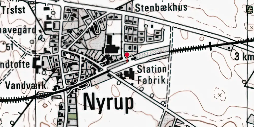 Historisk kort over Nyrup Trinbræt