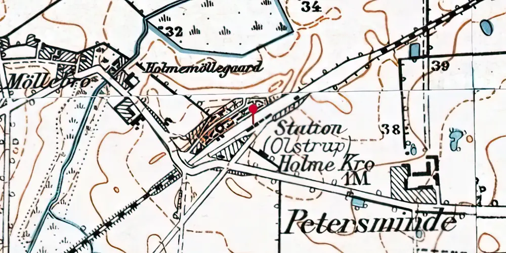 Historisk kort over Holme-Olstrup Station Historisk kort over Holme-Olstrup Station