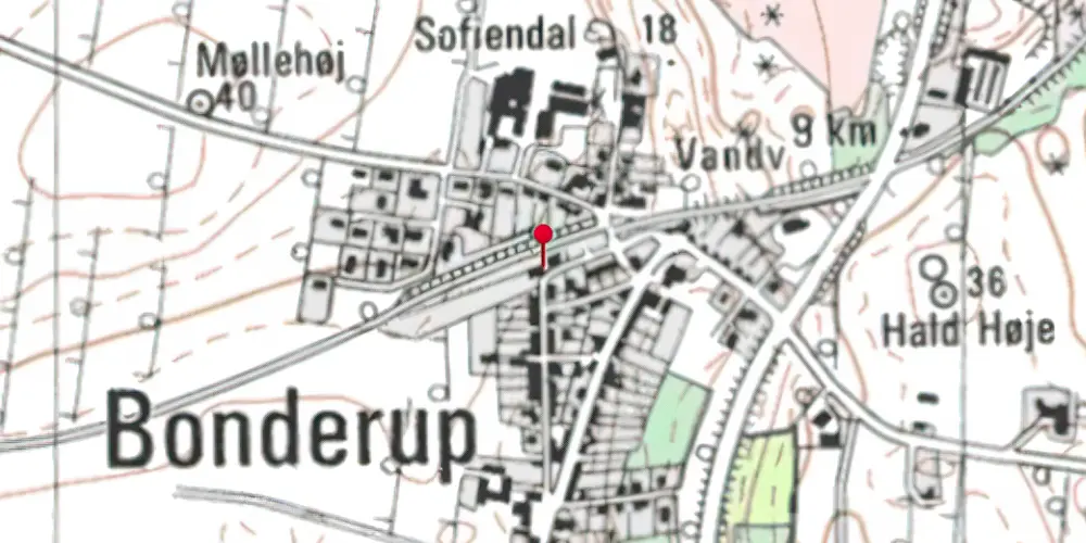 Historisk kort over Bonderup NordJylland Station