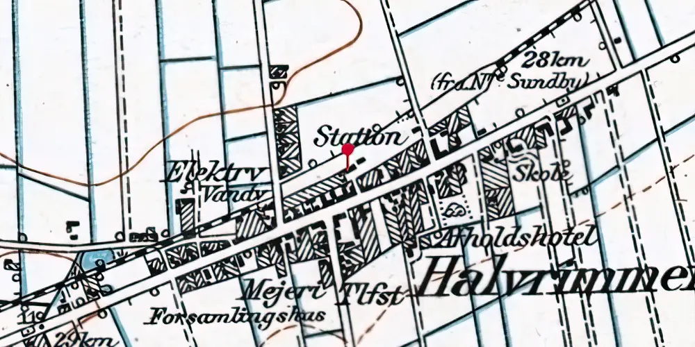 Historisk kort over Halvrimmen Station Historisk kort over Halvrimmen Station