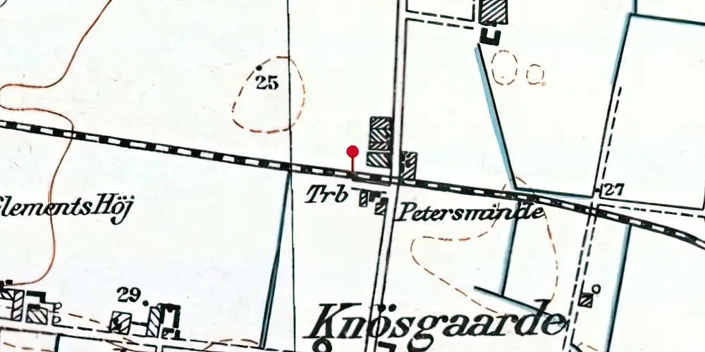 Historisk kort over Knøsgaard Trinbræt