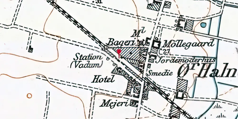 Historisk kort over Vadum Station Historisk kort over Vadum Station