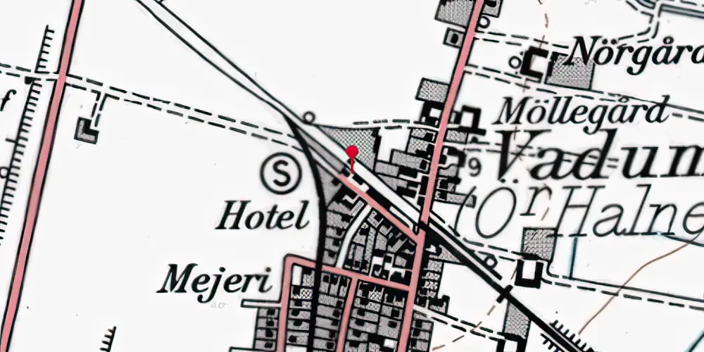 Historisk kort over Vadum Station Historisk kort over Vadum Station