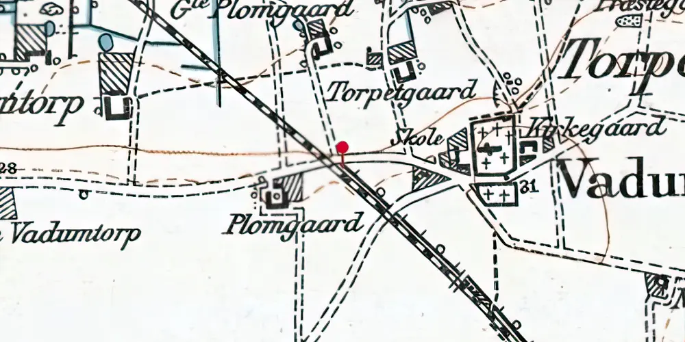Historisk kort over Vadum Kirke Trinbræt