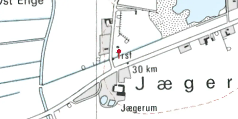 Historisk kort over Jægerum Trinbræt med Sidespor