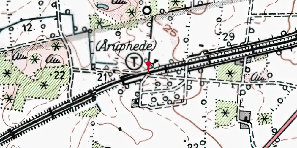 Historisk kort over Aarup Hede Trinbræt