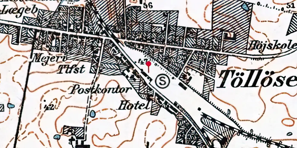 Historisk kort over Tølløse Station Historisk kort over Tølløse Station