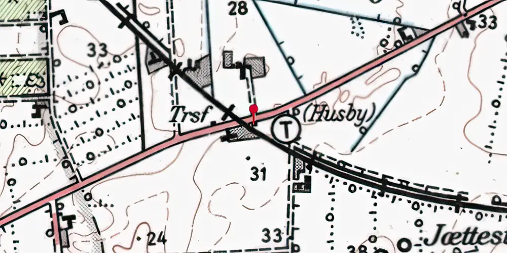 Historisk kort over Husby Trinbræt Historisk kort over Husby Trinbræt