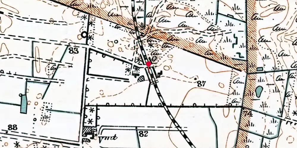 Historisk kort over Aagaard skov Trinbræt