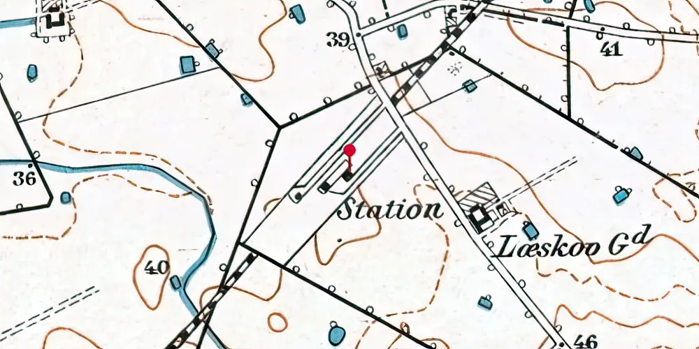 Historisk kort over Bjæverskov Station