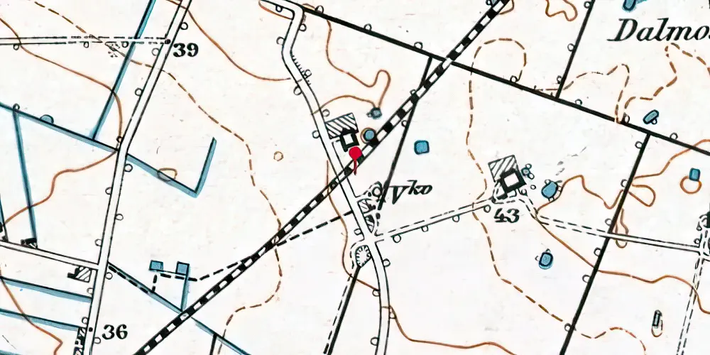 Historisk kort over Bjæverskov Mølle Trinbræt