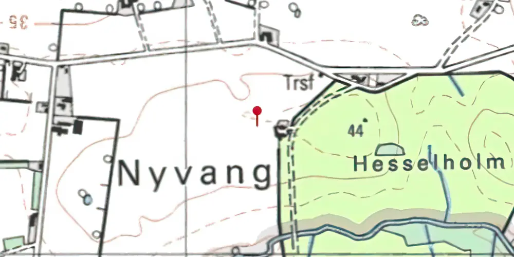 Historisk kort over Nyvang Trinbræt