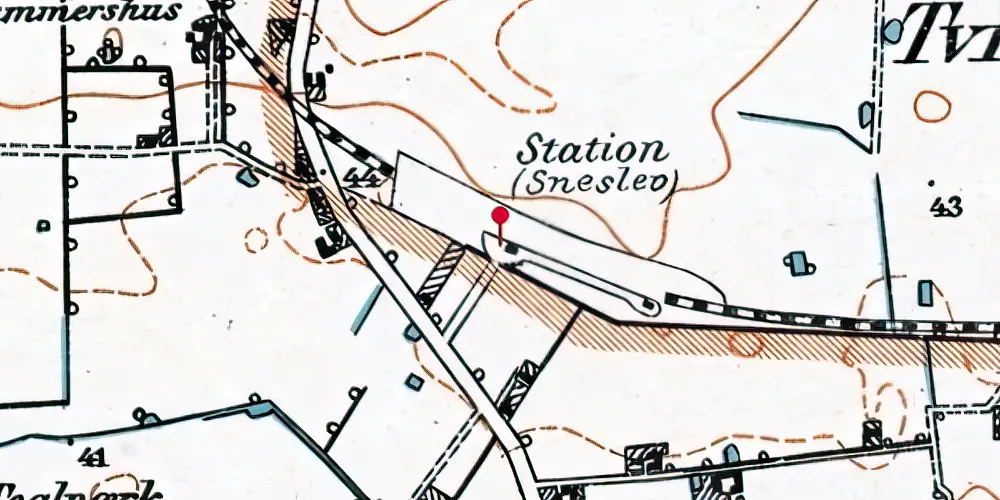 Historisk kort over Sneslev Station