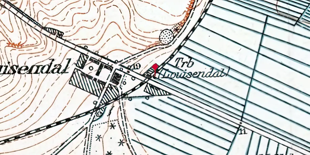 Historisk kort over Louisendal Trinbræt Historisk kort over Louisendal Trinbræt