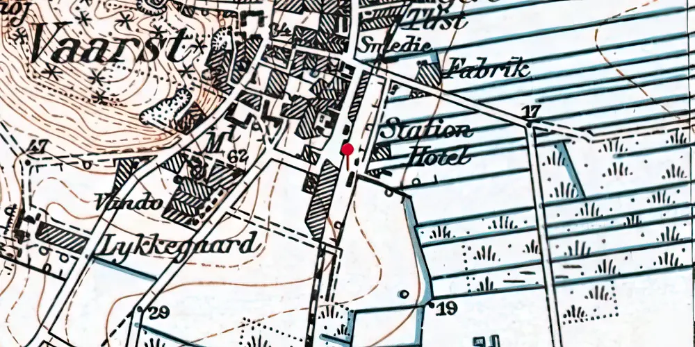 Historisk kort over Vaarst Station