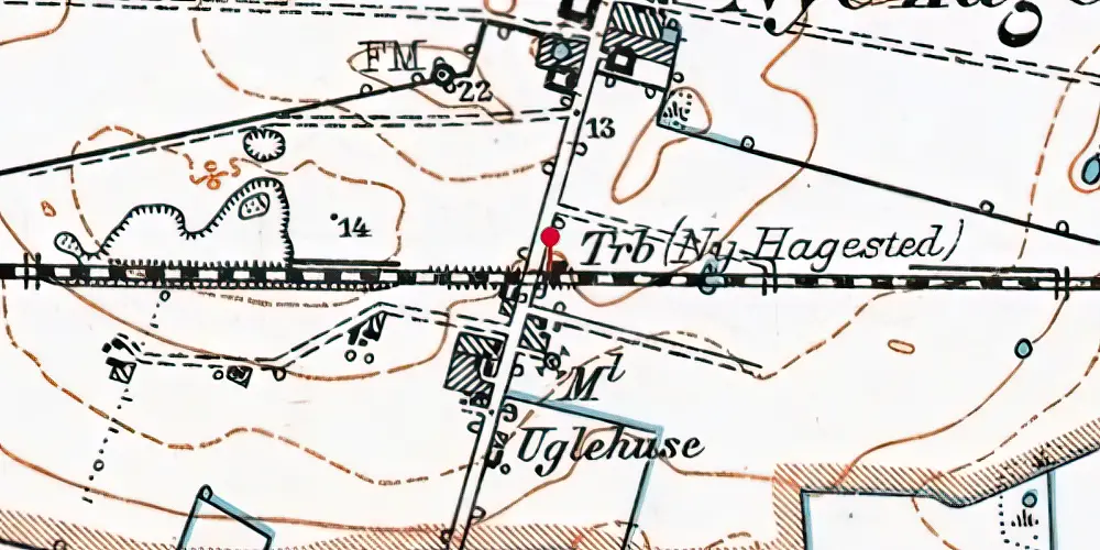 Historisk kort over Ny Hagested Trinbræt
