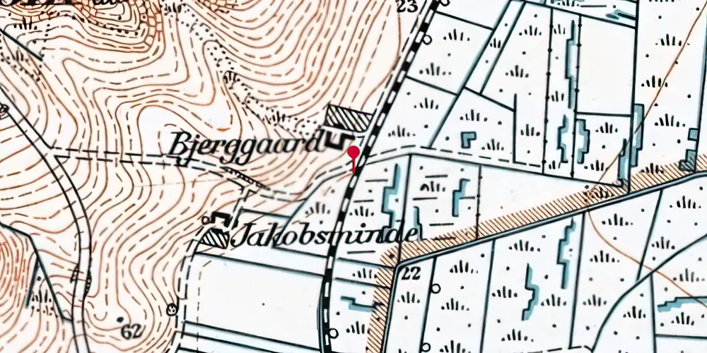 Historisk kort over Bjerregaardene Trinbræt Historisk kort over Bjerregaardene Trinbræt