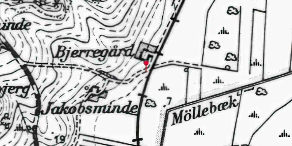 Historisk kort over Bjerregaardene Trinbræt Historisk kort over Bjerregaardene Trinbræt