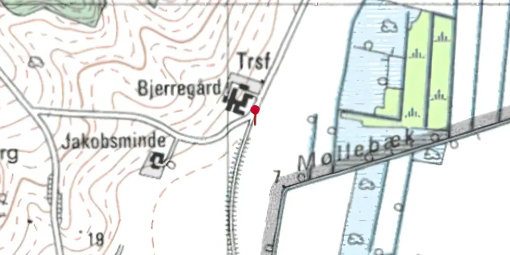 Historisk kort over Bjerregaardene Trinbræt Historisk kort over Bjerregaardene Trinbræt