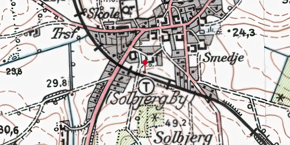 Historisk kort over Solbjerg By Trinbræt