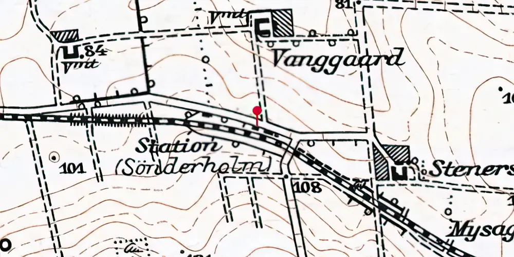 Historisk kort over Sønderholm Station Historisk kort over Sønderholm Station