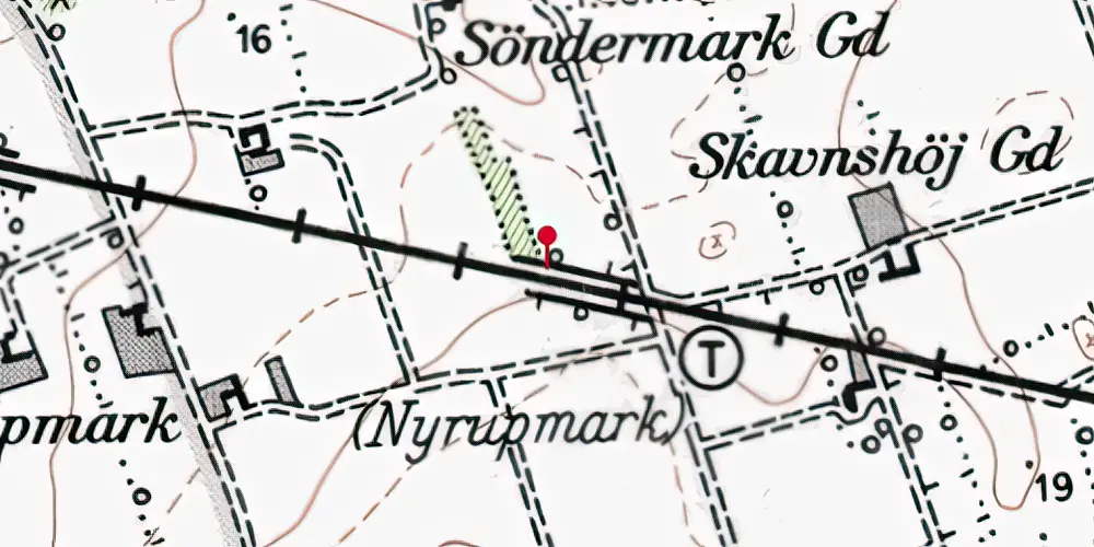 Historisk kort over Nyrup Mark Trinbræt