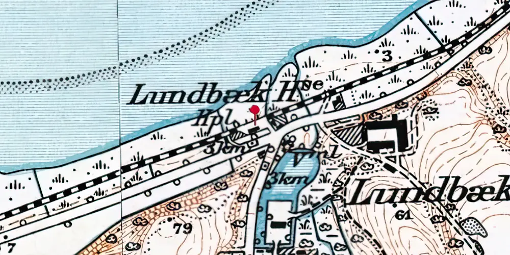 Historisk kort over Lundbæk Holdeplads