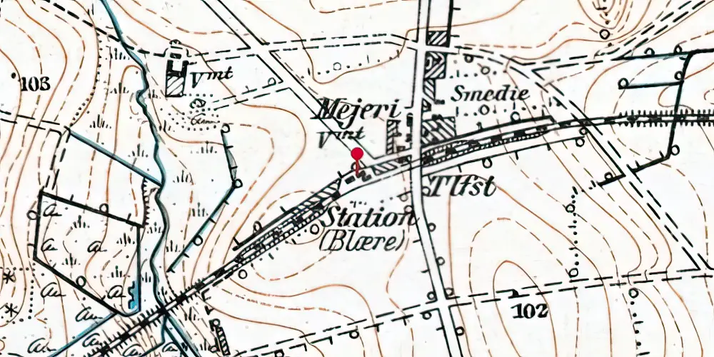 Historisk kort over Blære Station Historisk kort over Blære Station