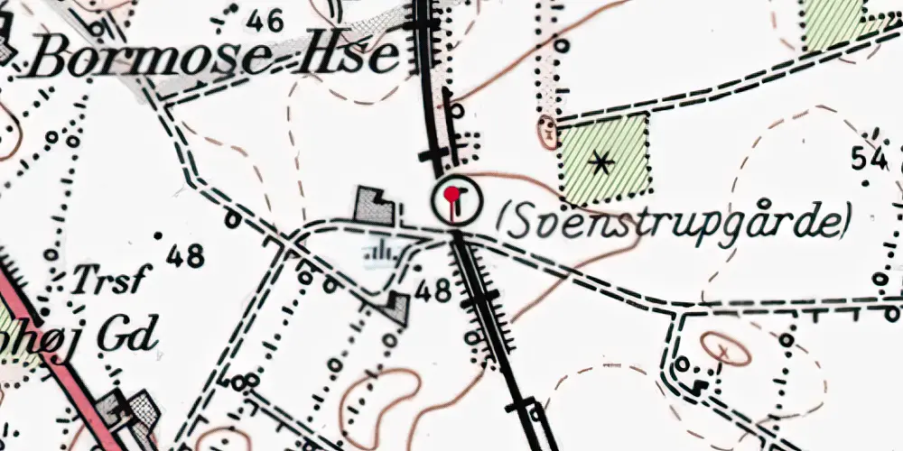 Historisk kort over Svenstrupgårde Trinbræt Historisk kort over Svenstrupgårde Trinbræt