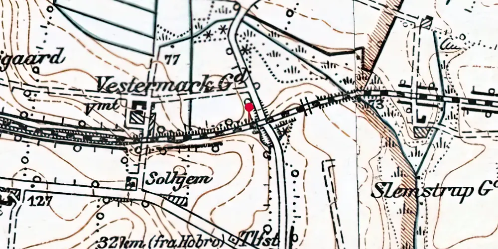 Historisk kort over Jelstrupgaarde Trinbræt