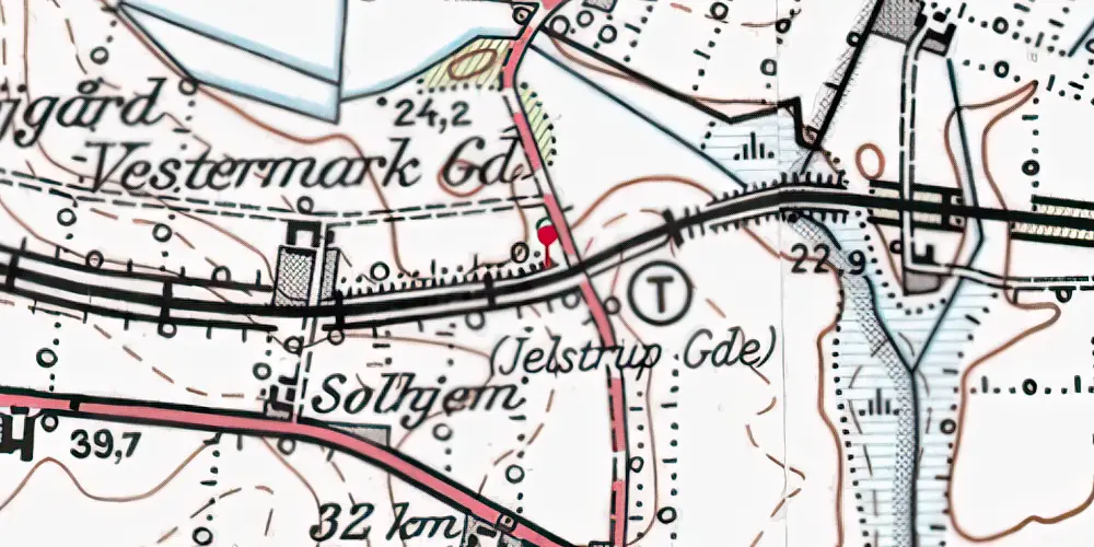 Historisk kort over Jelstrupgaarde Trinbræt