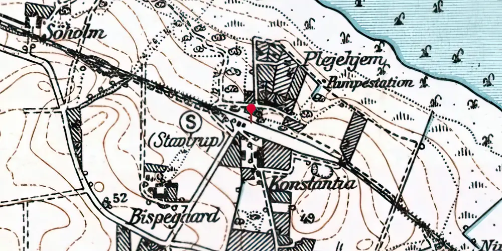 Historisk kort over Stavtrup Station