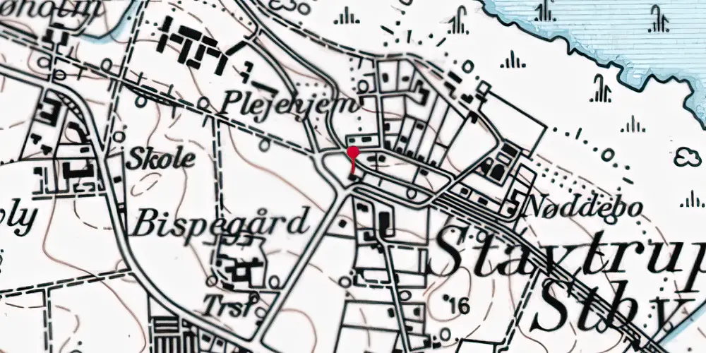 Historisk kort over Stavtrup Station