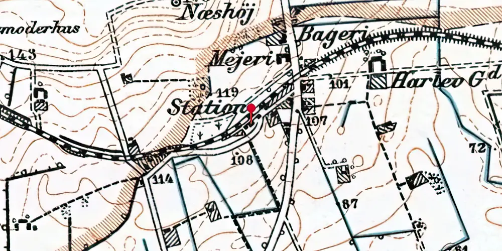 Historisk kort over Harlev Station