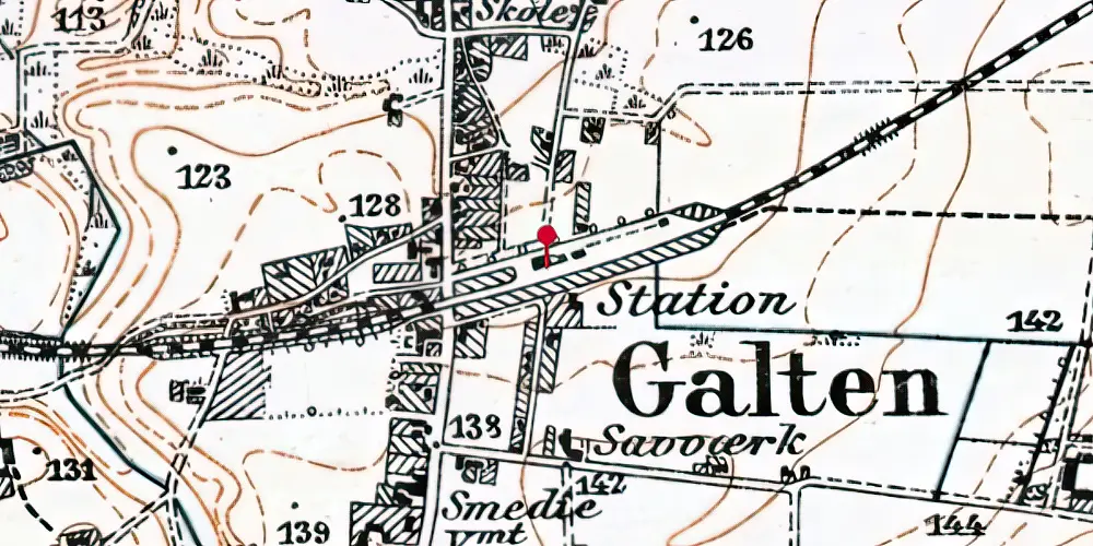 Historisk kort over Galten Station Historisk kort over Galten Station
