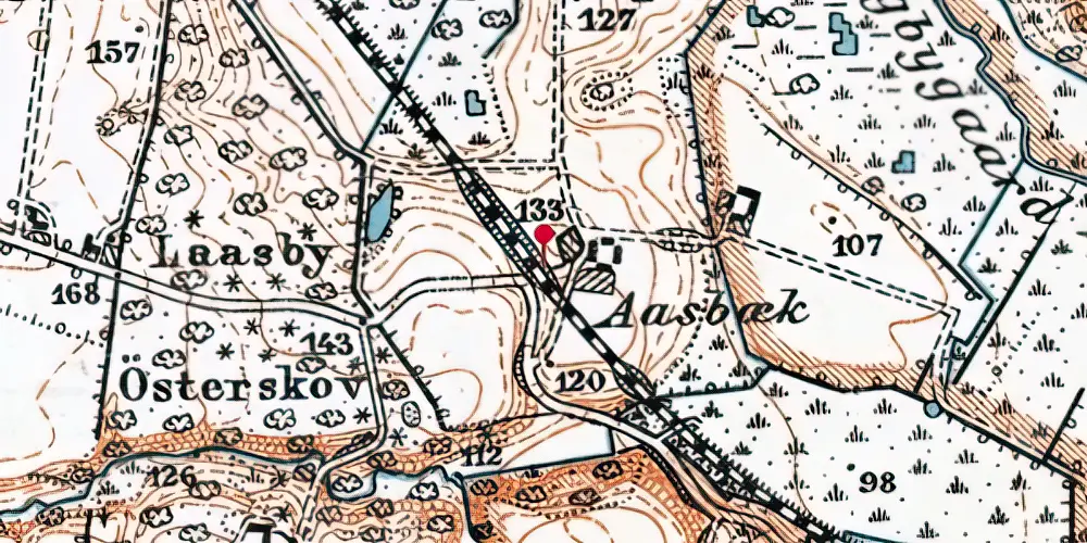 Historisk kort over Aasbækbro Trinbræt Historisk kort over Aasbækbro Trinbræt