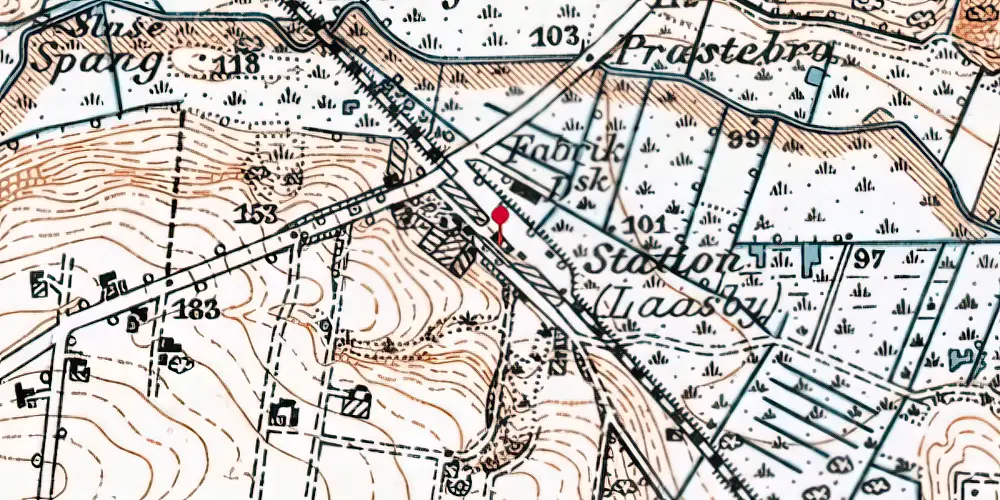 Historisk kort over Låsby Station Historisk kort over Låsby Station