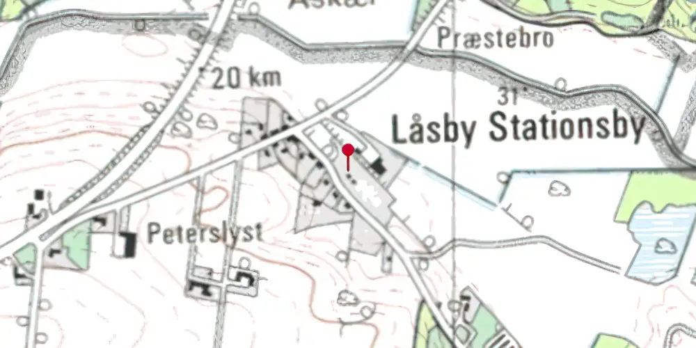 Historisk kort over Låsby Station Historisk kort over Låsby Station