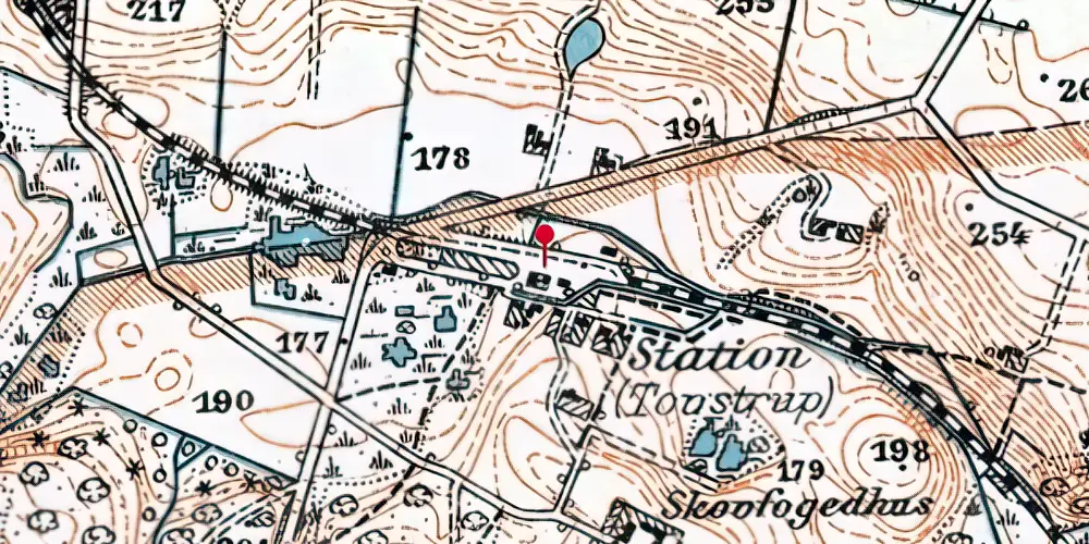 Historisk kort over Toustrup Station