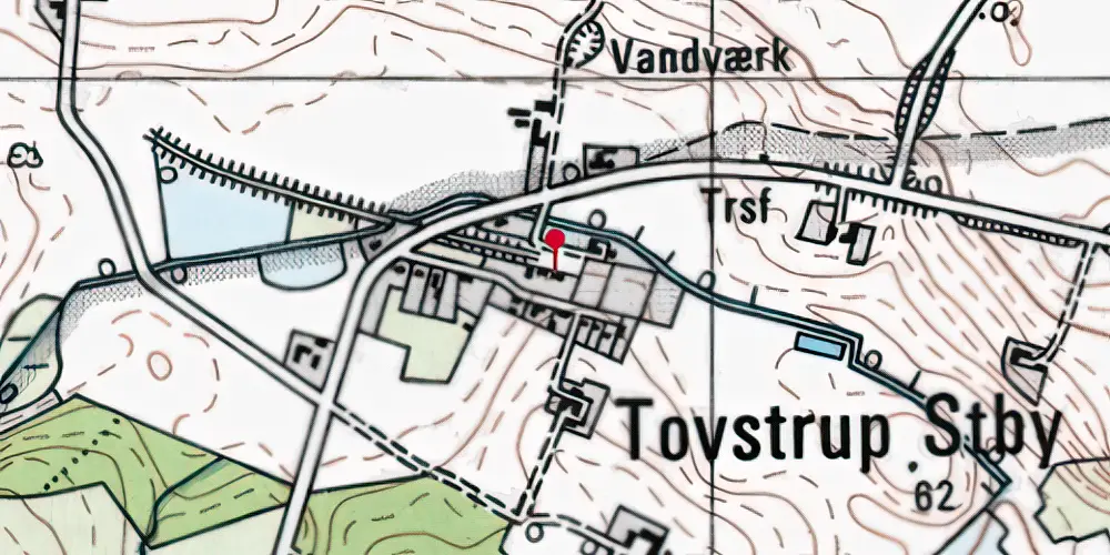 Historisk kort over Toustrup Station
