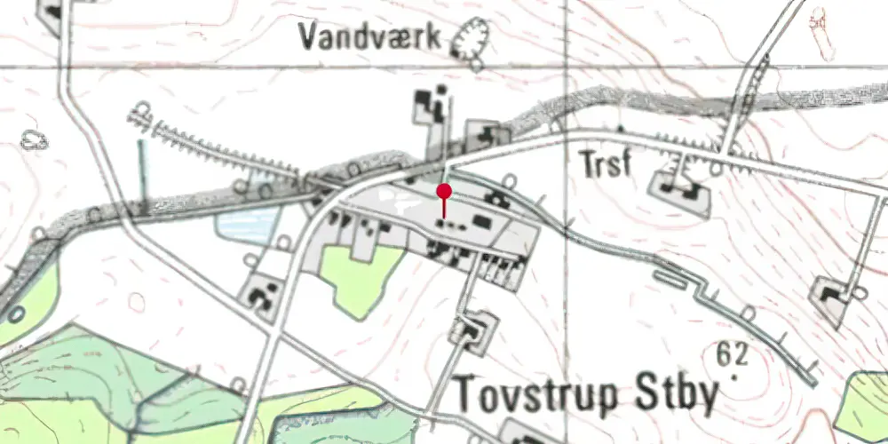Historisk kort over Toustrup Station