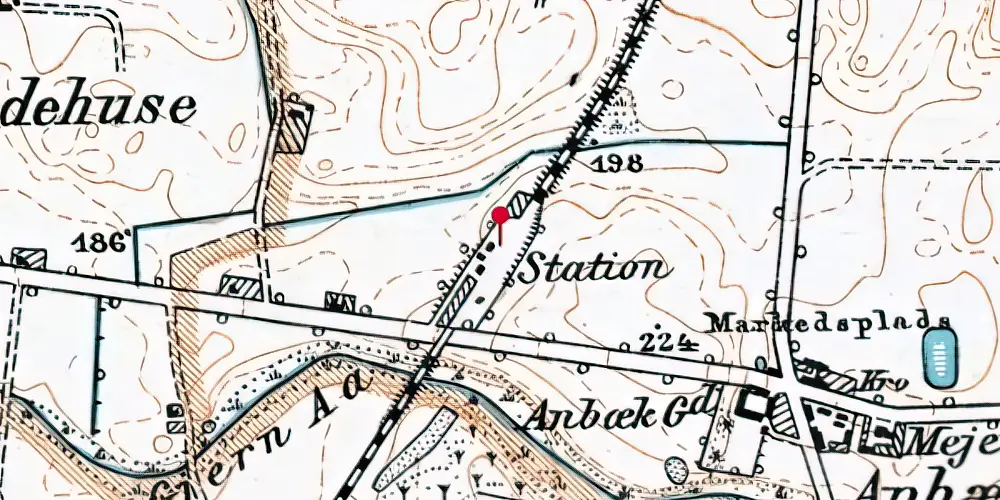 Historisk kort over Anbæk Station Historisk kort over Anbæk Station