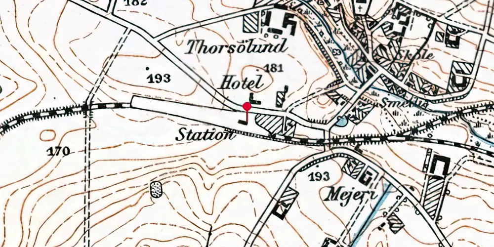 Historisk kort over Thorsø Station Historisk kort over Thorsø Station