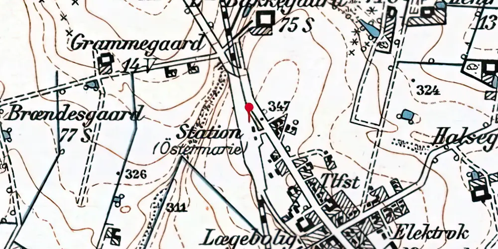 Historisk kort over Østermarie Station