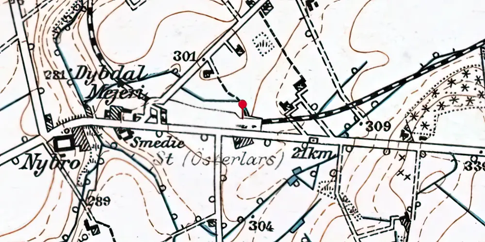 Historisk kort over Østerlars Station