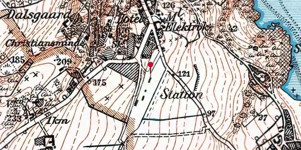 Historisk kort over Gudhjem Station