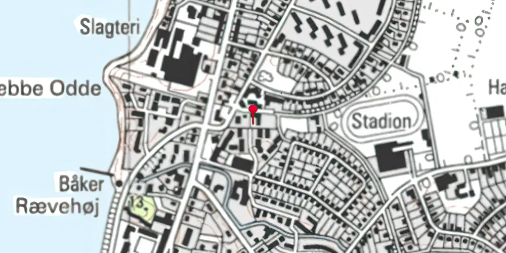 Historisk kort over Rønne Nord Trinbræt