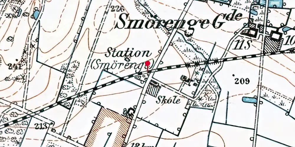 Historisk kort over Smørenge Trinbræt Historisk kort over Smørenge Trinbræt