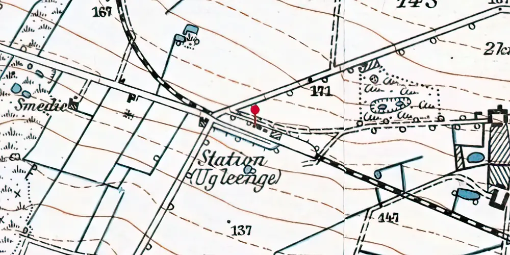 Historisk kort over Ugleenge Station Historisk kort over Ugleenge Station