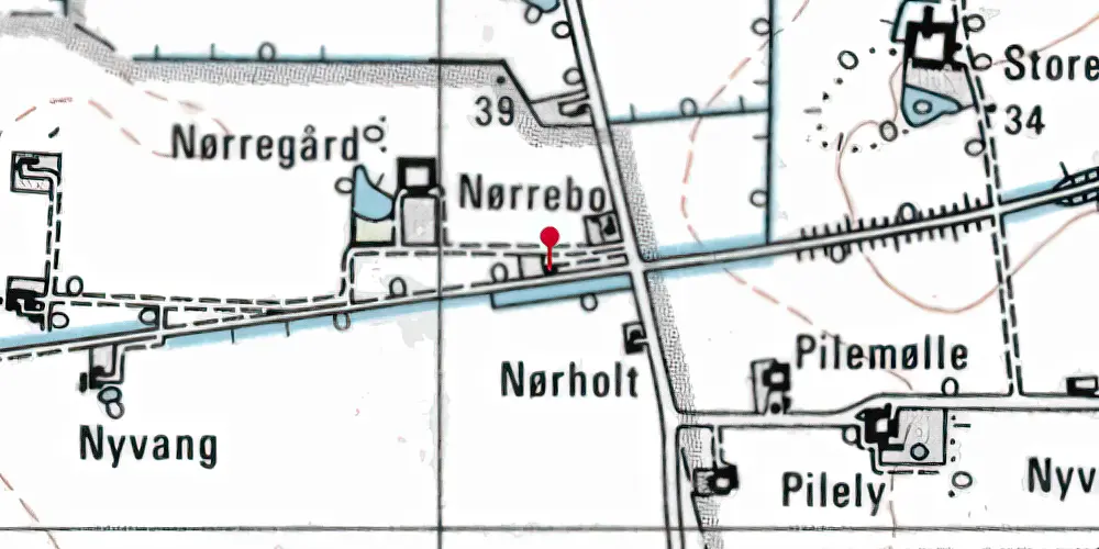 Historisk kort over Pilemølle Billetsalgssted